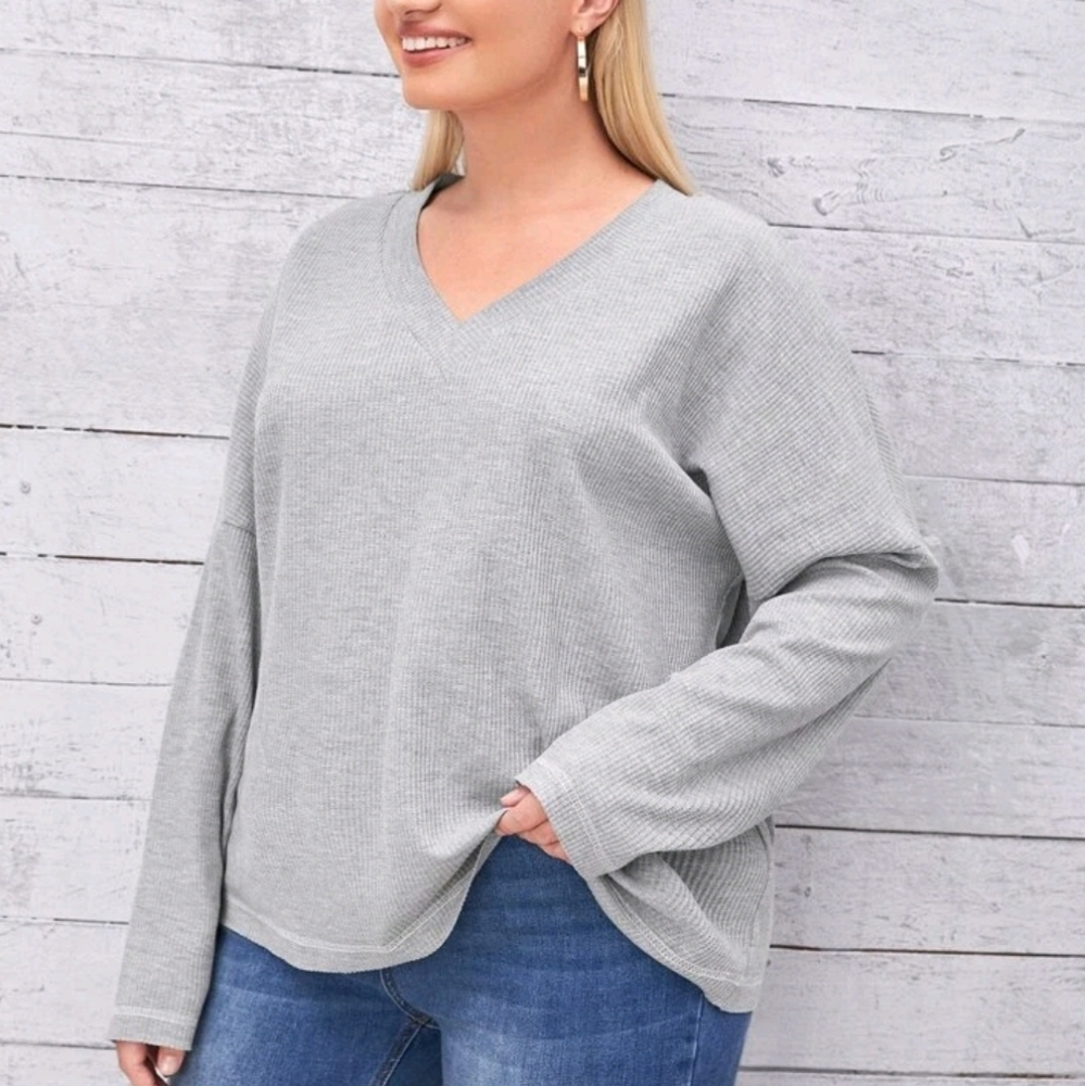 V-Neck Drop Shoulder Sweater
